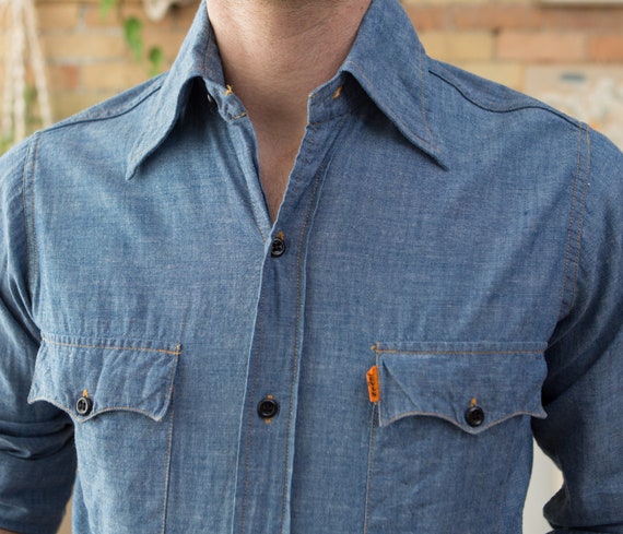Vintage Levis Shirt Blue Button up 