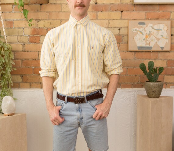 Ralph Lauren Shirt - Vintage Mens Yellow Striped C