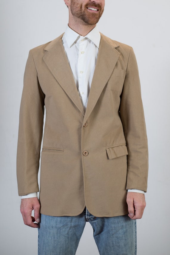 Vintage Beige Corduroy Blazer - Retro Mens Sports… - image 2