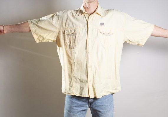 Vintage Yellow Shirt - 90's Men's Large Size Butt… - image 8