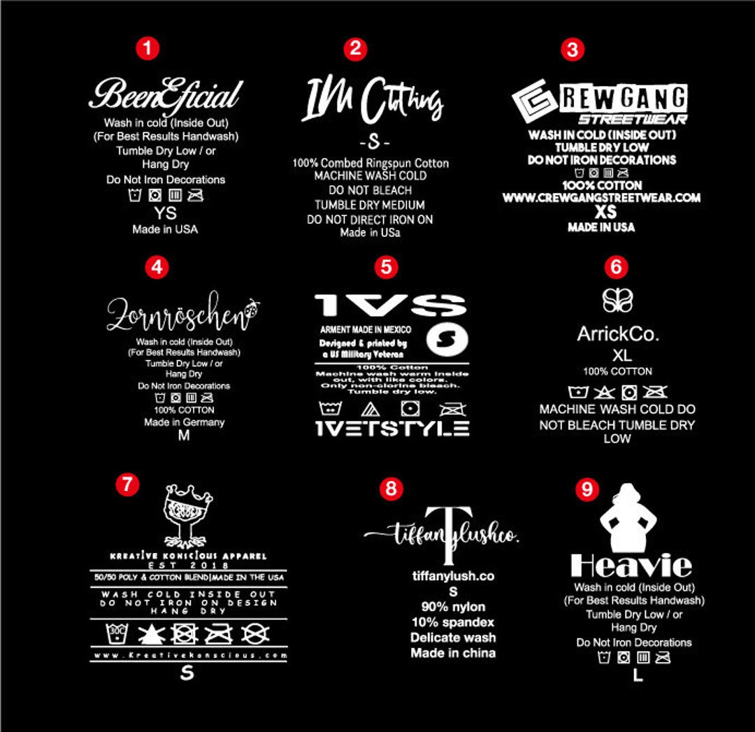 500 Custom Heat Transfer Labels and Ironon Tags for Tshirts and