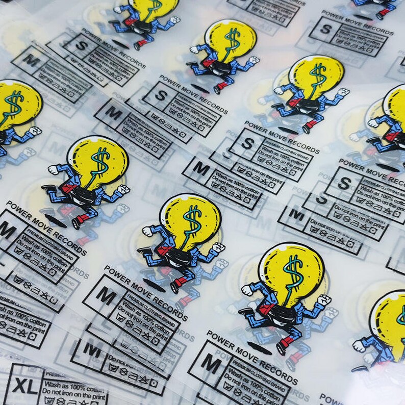 300 Custom Heat Press Transfers Label Heat Press Clothing Etsy