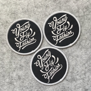 100 Custom Clothing Labels Patches, Personalized Embroidery Circle Patches For Clothing, Merrowed border Patch