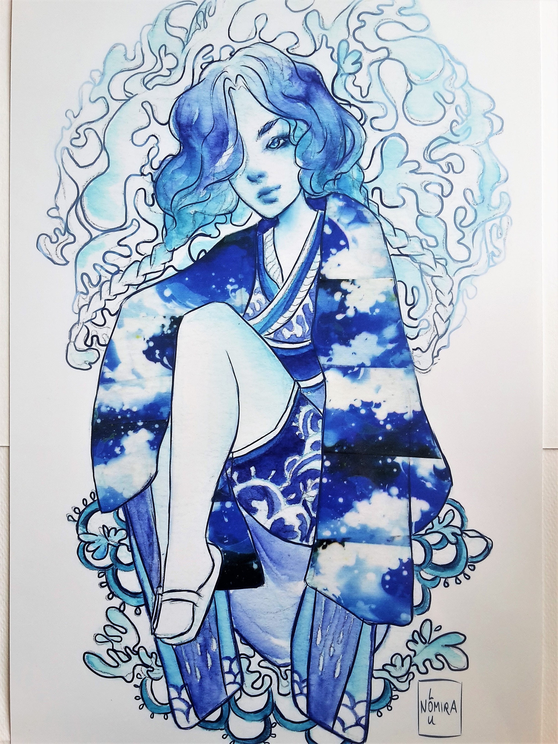 Anime Anime Girl Art Print Washi Tape Clouds Art Cute Etsy