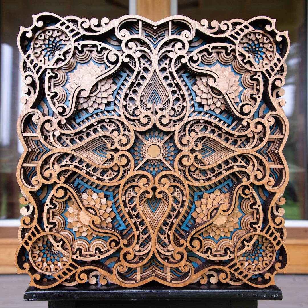 フェザー柄 インテリア Zephyr Wood Wall Art: Layered Ply, 16x16 - Etsy