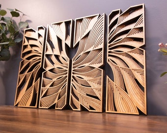 Quad Flow | 2 Pairs of Mirrored | 24 x 16&quot; Wooden Wall Art