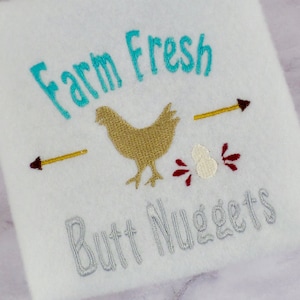Stickdatei, Huhn Stickdatei, Henne Stickerei, Instant Download, Butt Nuggets, Farm Fresh