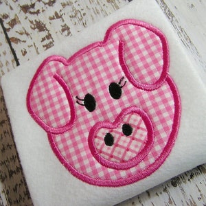 Applique pig machine embroidery instant download design, pig farm animal, baby pig, baby nursery design
