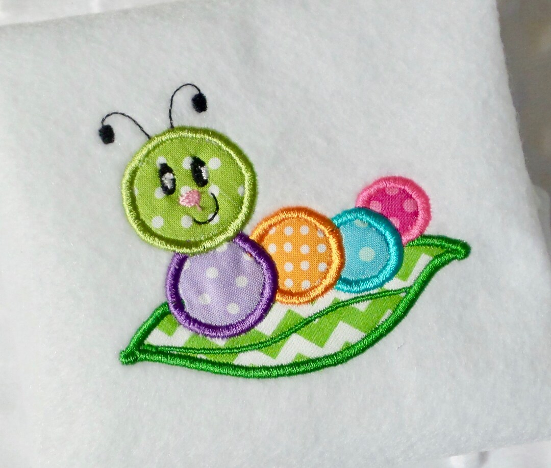 Applique Caterpillar Machine Embroidery Instant Download, Caterpillar