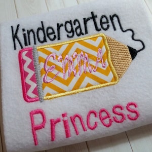 applique pencil machine embroidery design file instant download, Kindergarten Princess design, embroidery pencil, School embroidery design