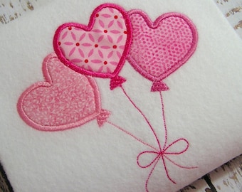 Appliqué heart balloons machine embroidery instant download design, heart balloons, Valentines day balloons, love balloons, Birthday balloon