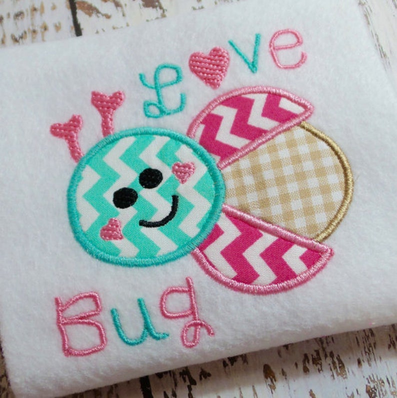 Appliqué Love Bug Machine Embroidery Instant Download Design Etsy