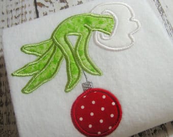 Applique Christmas ornament machine embroidery, appliqué Christmas green hand design, Christmas ornament, applique Christmas ornament