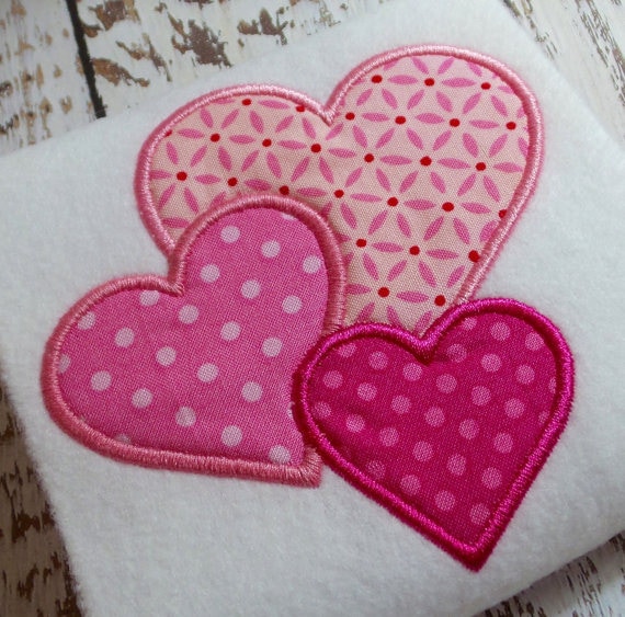 Applique hearts machine embroidery instant download design Etsy