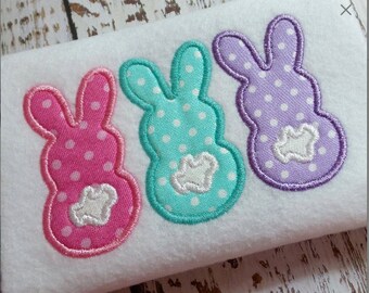 Applique Easter bunny machine embroidery instant download design, Trio of bunnies, Easter Bunny, Happy Easter design