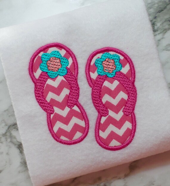 Applique Flip Flops Machine Embroidery Instant Download Design