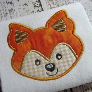 Applique Fox Face Machine Embroidery Design (Instant Download)