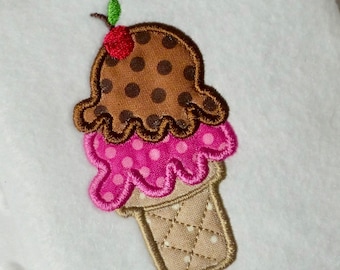 Applique Ice Cream Cone Machine Embroidery Design (Digital Download)