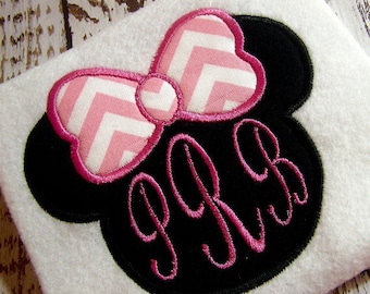 Applique  mouse ears, Happy Birthday appliqué instant download machine embroidery design, Monogram applique  mouse ears with bow design