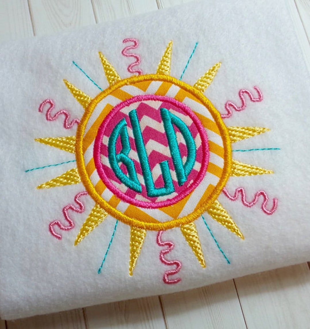 Applique Monogram Sun Machine Embroidery Instant Download Design ...