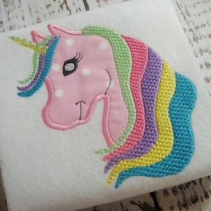 Applique unicorn machine embroidery design, colorful horse, appliqué design, embroidery horse, unicorn design, Sewing design file appliqué
