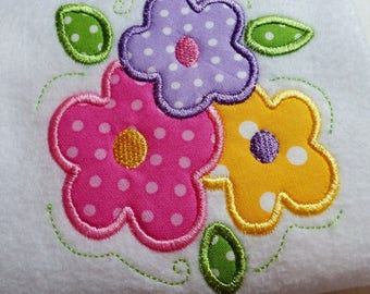 Applique Flowers Machine Embroidery Design (Instant Download)