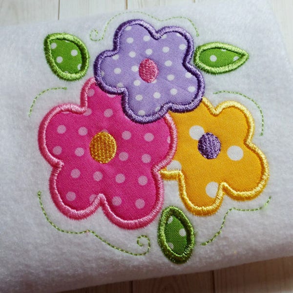 Applique Flowers, machine embroidery, instant download, Spring Flowers, Pink flower, Appliqué flowers, flowers with swirls