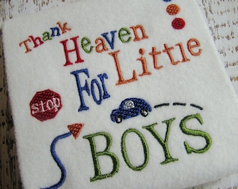 Embroidery Thank Heaven for little boys machine embroidery instant download, embroidery car, embroidery boy design, hoop 4x4 5x7 8x8 sizes