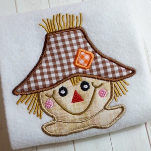 Applique scarecrow machine embroidery instant download design, Appliqué fall harvest, harvest design, Fall scarecrow design
