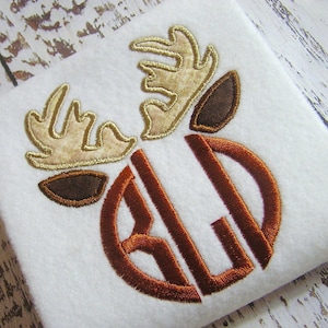 Applique deer antlers machine embroidery instant download design, Monogram hunting deer antlers, Appliqué Monogram design, Monogram alphabet