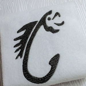Embroidery fish hook machine embroidery design, fish tale hook, fish hook, fish embroidery design