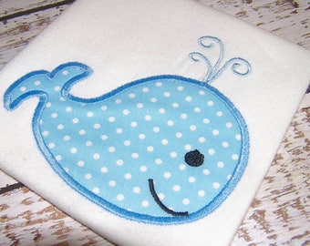 Appliqué baby whale machine embroidery instant download design, boy whale, baby boy nursery, cute whale, appliqué design