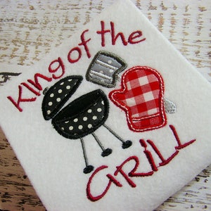 Applique King of the grill machine embroidery instant download design, Fathers day design, Birthday for dad, appliqué grill, summer time
