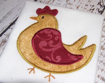 Applique Rooster Machine Embroidery Design (Instant Download)