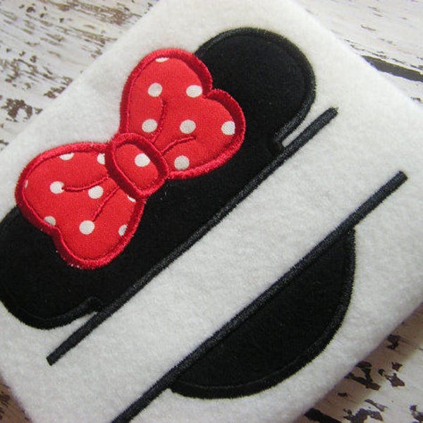 Applique Split Minnie machine embroidery instant download design, appliqué  mouse ears , split embroidery design, monogram design