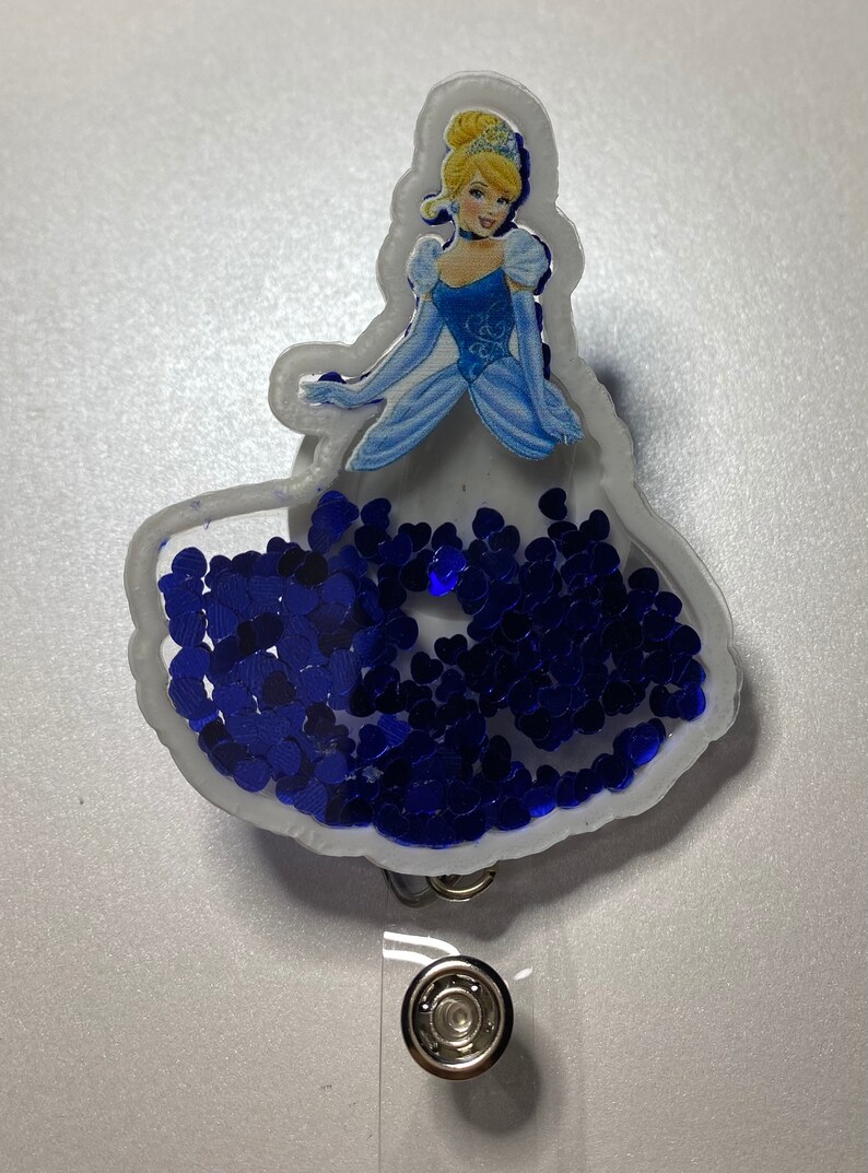 Princess inspired Shaker alligator clip badge reel