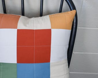 Handmade Quilted Throw Pillow Cover– Modern Geometric Cotton Accent - Made to Order