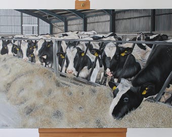 Cow Painting, Cow Print, Farm Painting