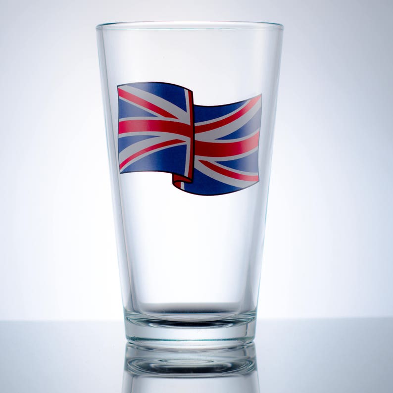 Union Jack Flag Beer Glass 16 oz Etsy