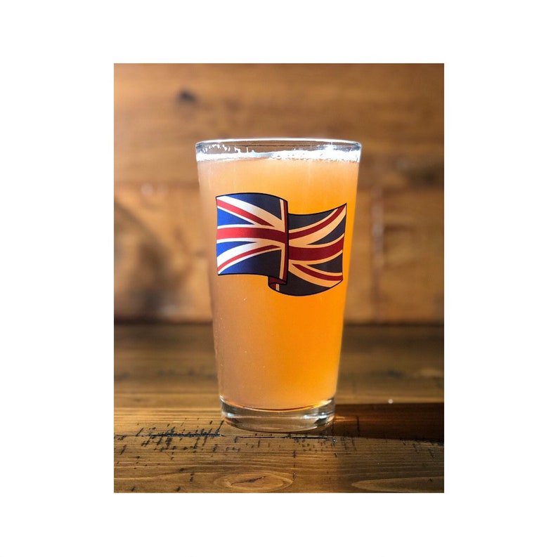 Union Jack Flag Beer Glass 16 oz Etsy