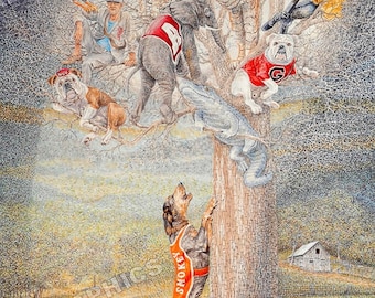 Tennessee Volunteers 'GOT 'EM TREED' - Classic Art Print by Steve Ford