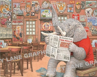 Alabama Crimson Tide 'Elephant in the Room' - Classic Art Print by Steve Ford