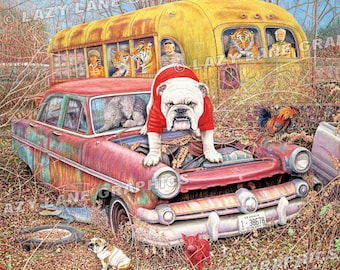 Georgia Bulldogs 'JUNKYARD DAWG' - Art Print by Steve Ford