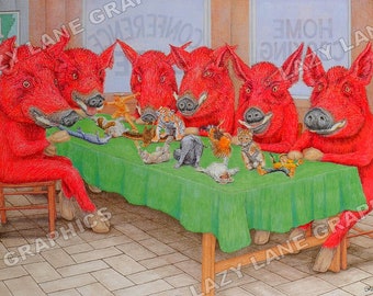 Arkansas Razorbacks 'PIGOUT' - Classic Art Print by Steve Ford