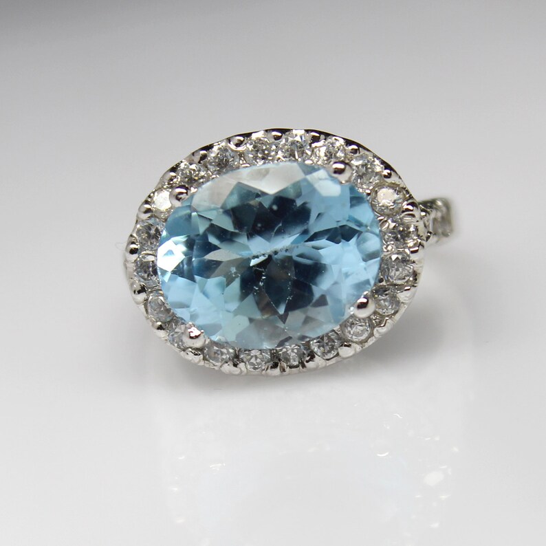 Engagement Ring 925 Sterling Silver Women Ring Women Ring Gift For Her Promise Ring Natural Oval Cut Blue Topaz Ring Anniversary Ring