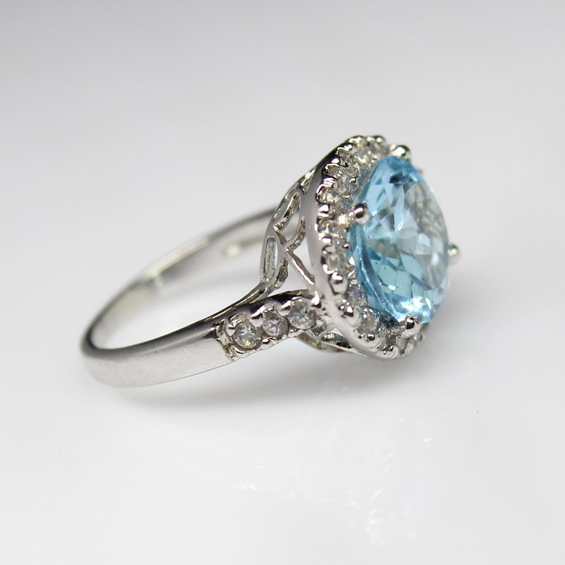 Engagement Ring 925 Sterling Silver Women Ring Women Ring Gift For Her Promise Ring Natural Oval Cut Blue Topaz Ring Anniversary Ring