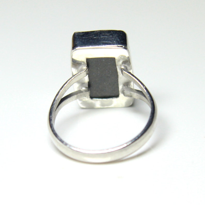 Ammolite Jewelry US Size 8.00 Designer Ring Natural Canadian Blue Fire Ammolite Cabochon Gemstone Ring Ammolite Silver Plated Ring