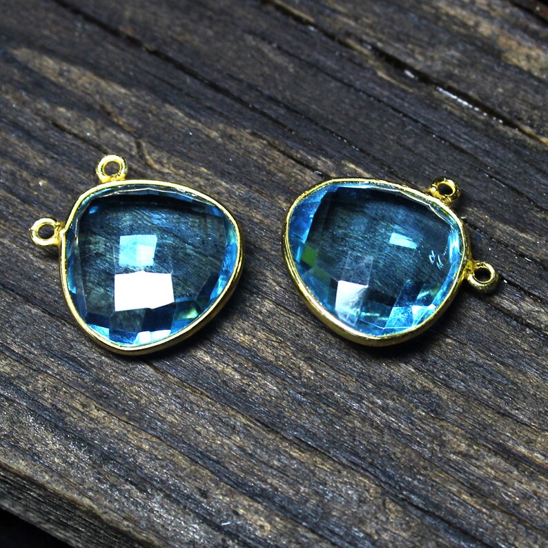 Beautiful Women Charm Pendant Blue Topaz Faceted Charm Beautiful Pendant Blue Topaz Pendant Blue Topaz Glossy Plated Connector Pendant