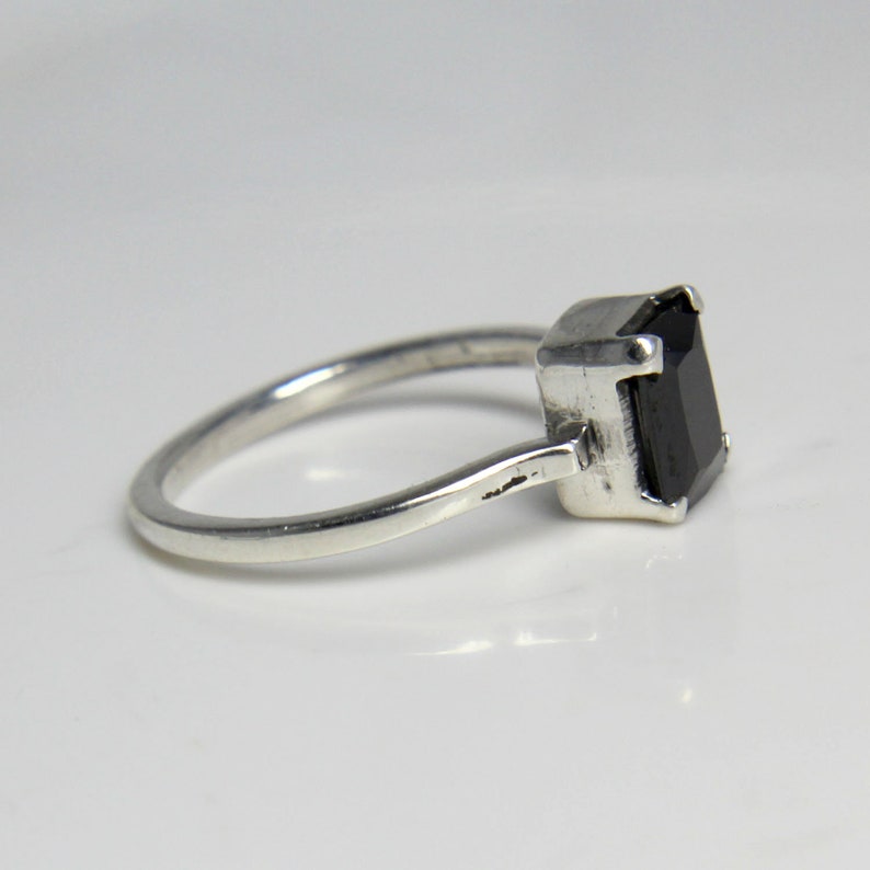 Women Ring Black Spinal Square Cut Gemstone Designer Ring Gift For Her Sterling Silver Black Spinal Ring Beautiful Ring Size 7.00 US
