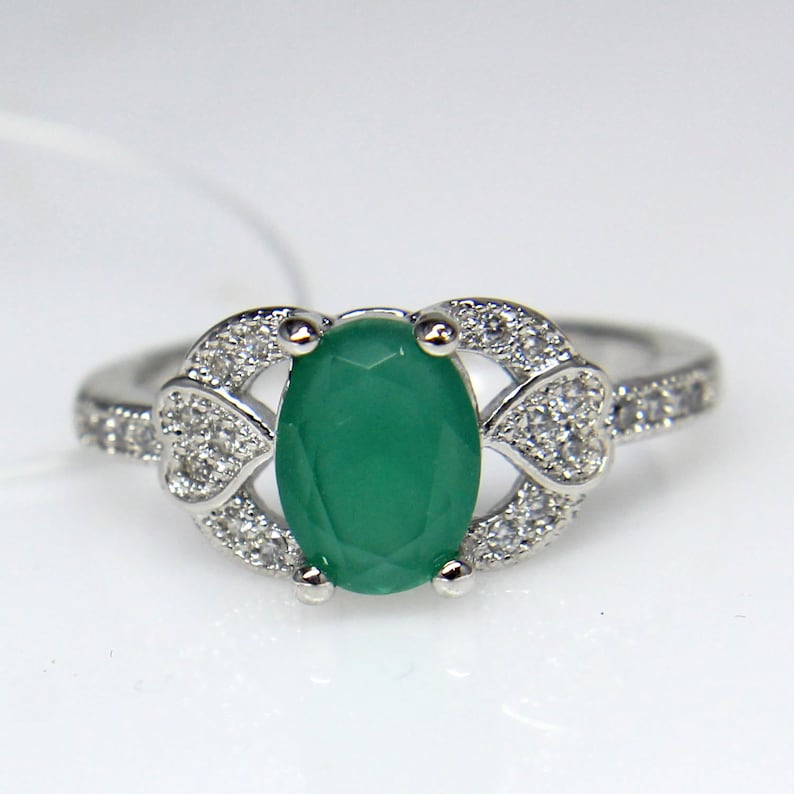 Details about  / Solid 925 Sterling Silver Green Onyx Statement Ring Best Gift For Wedding